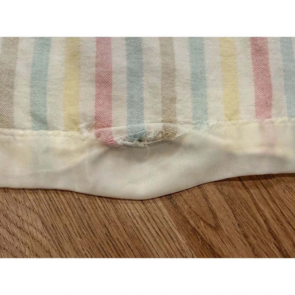 Vintage Cotton Pastel Stripe Blanket Satin Nylon Trim 78